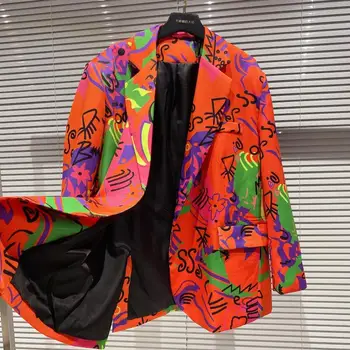 2020. aasta Sügisel Uus Streetwear Sobiks Mantel Lady Lahe Pintsak Kõrge Kvaliteediga Naiste Kirja Graffiti Pikkade varrukatega Streetwear Sobiks Jope