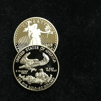 5 tk mitte magnet uusim 2018 vabaduse USA münte 24K reaalne kullatud pääsme 32.6 mm suveniiride kodu kaunistamiseks Ameerika mündi
