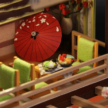 Jaapani doll house DIY Jaapani arhitektuuri stiilis sushi restoran Loovust, käsitöö nukk maja sünnipäeva kingitus