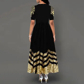 Läikiv Must Plisseeritud Pikk Õhtu Kleit Vintage Õie Trükitud Joonega, Elegantne Naiste Kleit Tasku Ehitud Pool Vestidos
