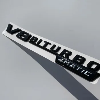 Läikiv Must V8 BITURBO 4MATIC Tähed Embleem, Rinnamärk Poritiiva Serva Turbo Logo Car Styling Refitting Kleebise jaoks Mercedes Benz Nr.63