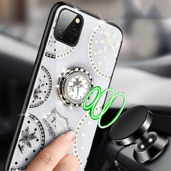 Randmepaela kaelapaela kinnitamine Glitter Omanik Ringi Case For iPhone 11 Pro MAX SE 2020 7 8 pluss 6 6s X XS XR MAX Aeg Muster Glitter Kate