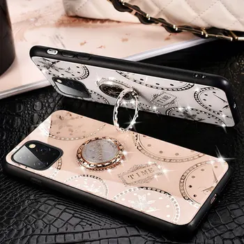 Randmepaela kaelapaela kinnitamine Glitter Omanik Ringi Case For iPhone 11 Pro MAX SE 2020 7 8 pluss 6 6s X XS XR MAX Aeg Muster Glitter Kate