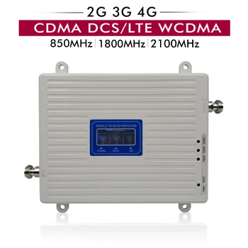 Saada 65dB Tri Band Korduva CDMA 850 DCS/LTE 1800 WCDMA 2100 MHz 2G 3G 4G mobiiltelefoni Signaali Repeater Täis Komplekt koos Antenni Kaabel