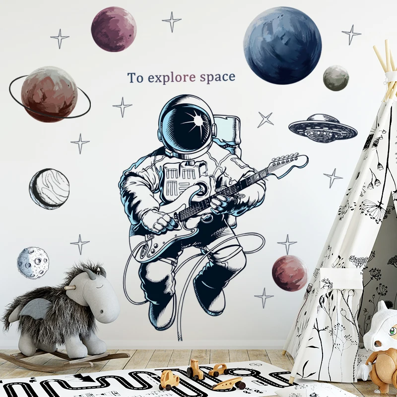 Eemaldatav Seina Kleebis Cartoon Astronaut Piloot Ruumi Planeedi Varajase Hariduse Dekoratiivne Kleebis Maali isekleepuvad Tapeet