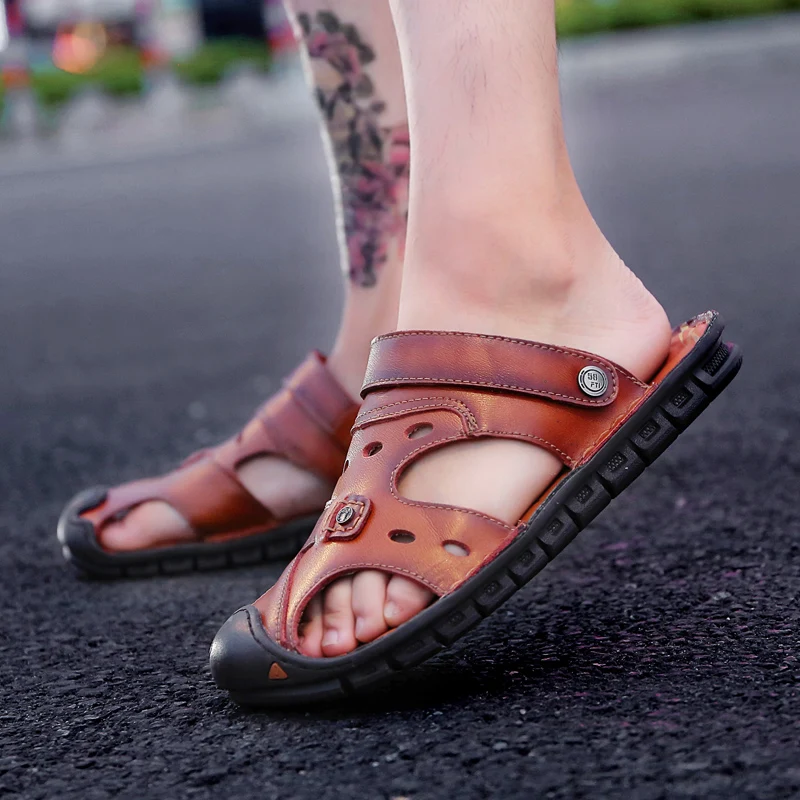 Uus Suvine Nahast Meeste Sandaalid Klassikaline Rooma Sandaalid on Mugavad Vabaaja jalanõud Väljas Beach Mees Suss Tossud Suurus 38-48