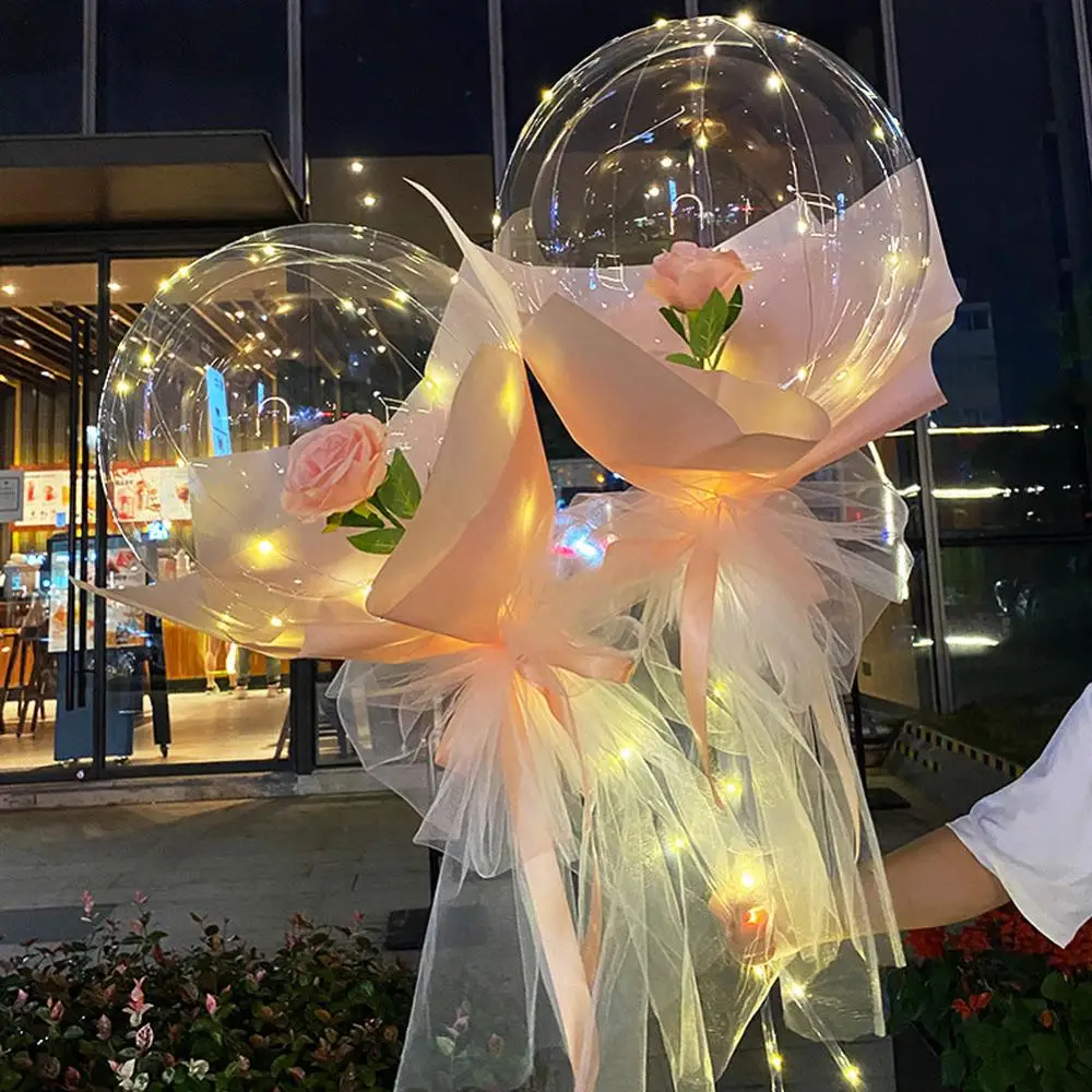 2 Komplekti LED Õhupalli Helendav Tõusis Kimp DIY Parim Kingitusi ystävänpäivä jõulupidu Pulm Teenetemärgi Romantiline Gloobused