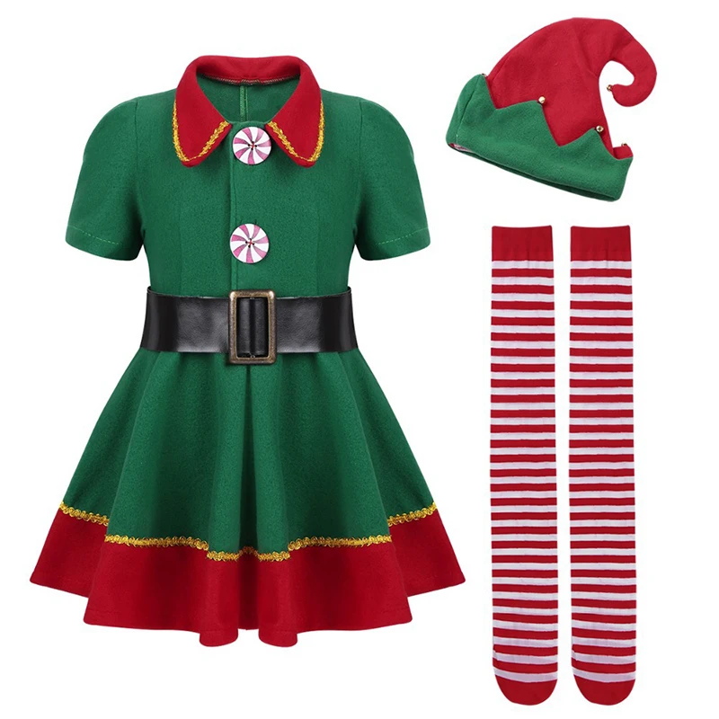 Pere Jõulud Kostüüm Lapsed Elf Riiulil Täiskasvanud Poisid Tüdrukud Elfi Kostüüm Roheline Uus Aasta Cosplay Kostüüm Riided C34C71