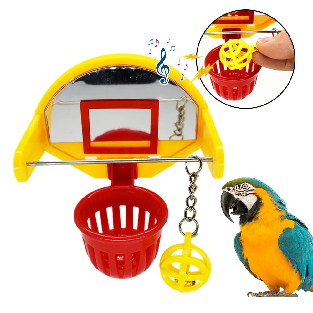 Naljakas Papagoi Birds Mänguasjad Mini Korvpalli Hoop Rekvisiidid Parakeet Bell Ball Närida Mänguasi Lemmikloomatarbed