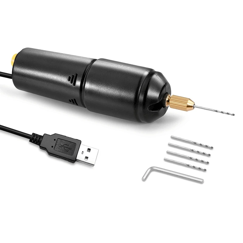 SHGO HOT-Ehted, Tööriistad, Mini Electric Drill Pihuarvutite jaoks Pearl Epoksüvaik Ehteid Teha DIY Puidust Käsitöö-Tööriistad, 5 Drill Bits