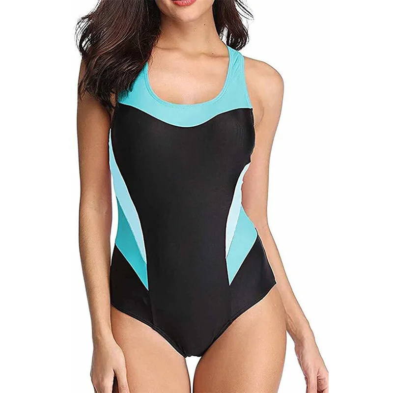 Naiste 6 Stiile Patchworks Värvid Ujumistrikoo Naine Bodysuit Pluss Suurus XL XXL Monokini U-kaeluse Varrukateta Ühes Tükis Ujumisriided, Bikiinid,