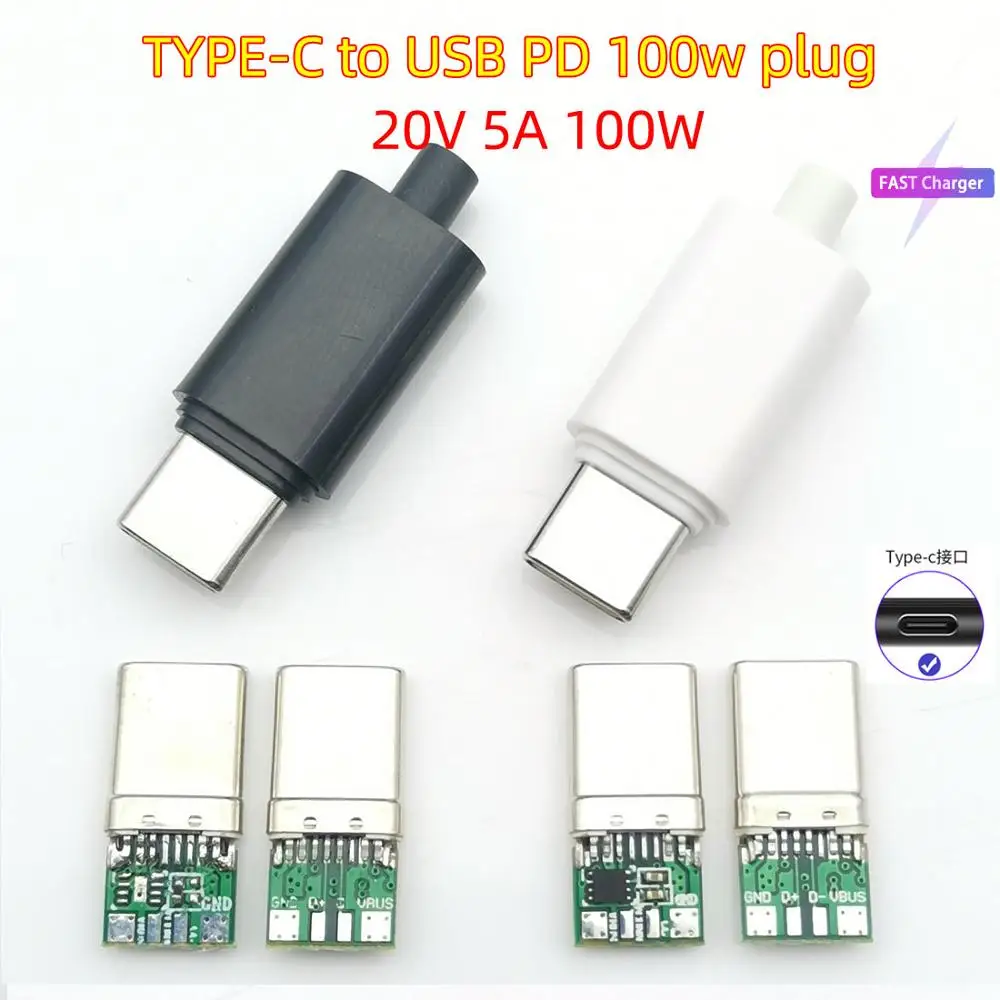 Keevitus traat tüüp USB-C-Type-C PD plug 100W 20V 5A Kiire Tasuta ühenduspesa Kiire Laadimine Kaabli võimsus Andmete adapter juhul