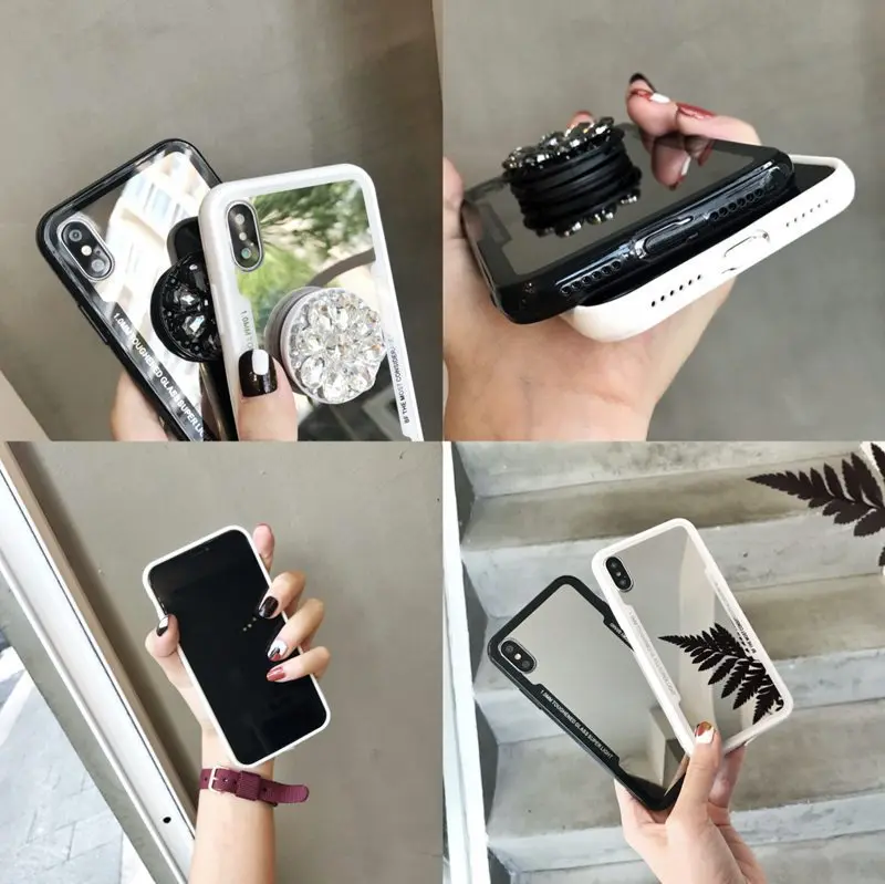 Make UP Plastikust Peegel Case For iPhone Mini 12 11 Pro XS Max XR 8 7 6S Plus SE 2020 Telefon Juhtudel Ringi Omanik Coque iPhone 7