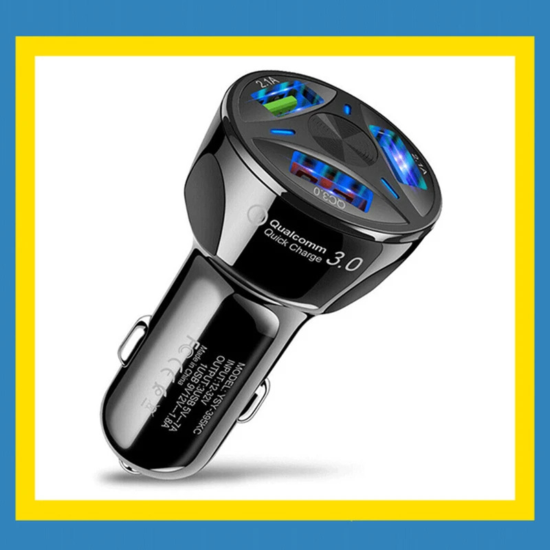 3-Port USB autolaadija Adapter LED-Ekraan 3.0 Kiire Laadimine IOS Android Car Styling