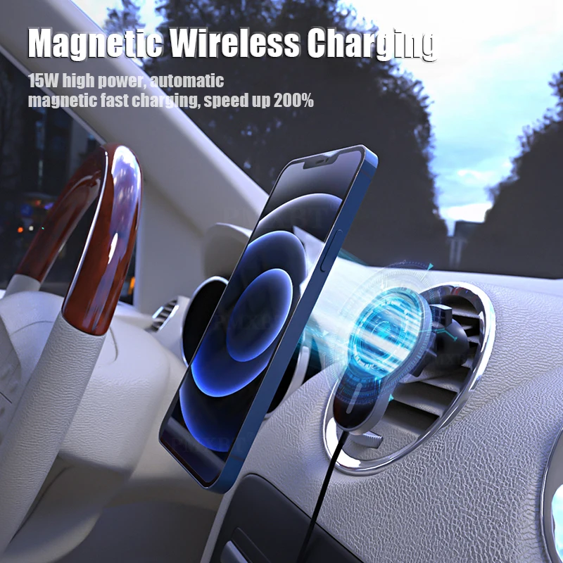 15W Juhtmeta Laadija Car Mount Mag Ohutu iPhone 12 Pro MAX 12mini Magnet Auto Laadija QI Kiire Laadimine Auto Seisma Omanik