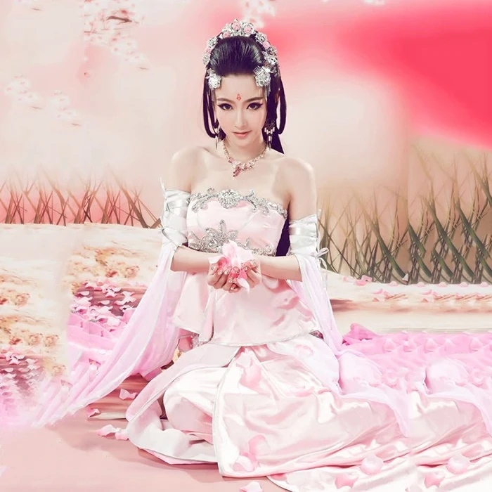 Ruo Li Xiang Roosa Esteetiline Magus Haldjas Kostüüm Peach Blossom Cosplay Kostüüm Hanfu Fotograafia või Staadiumis täitmiseks