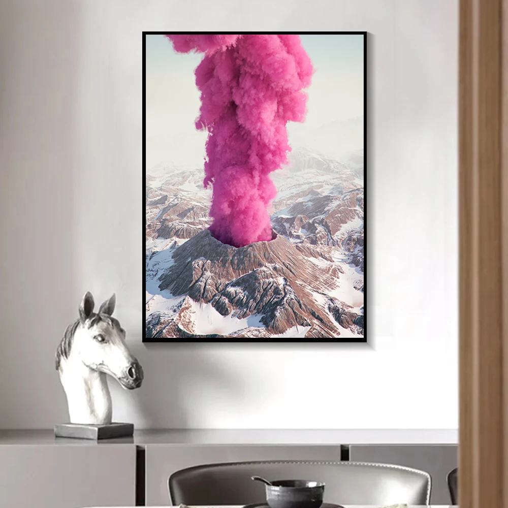 Roosa Vulkaanipurse, Loominguline Kunst, Maastik Lõuendile Maali Plakatid Ja Pildid Seina Pildid Elutuba Kodu Kaunistamiseks