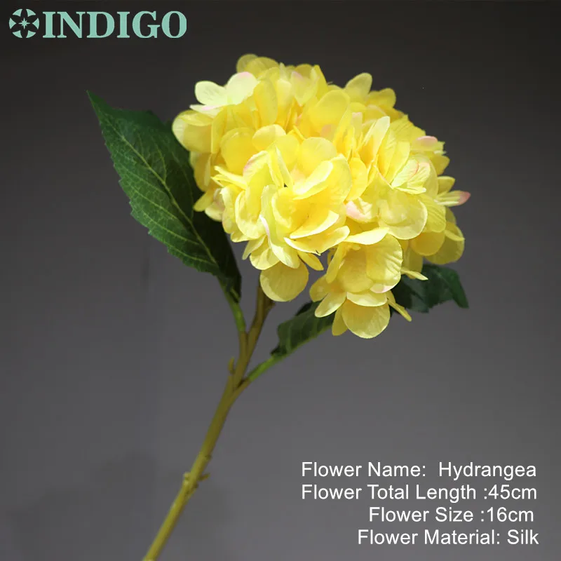 INDIGO - 5tk/Kollane Palju Hydrangea Lehed Silk Flower Tabel Dekoratiivsed tehislilled Pulmapidu Juhul Sisekujundus