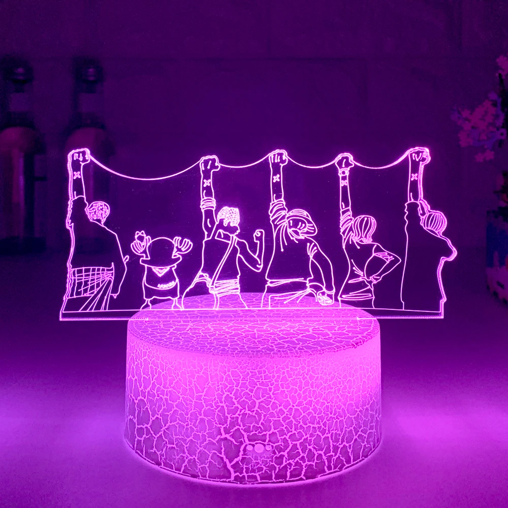 Üks Tükk Öö Valguses Luffy Sanji Zoro Nami 3D LED Illusioon Tabel Lamp Touch Optiline Tegevus Joonis Lamp Öö Decor laualambid