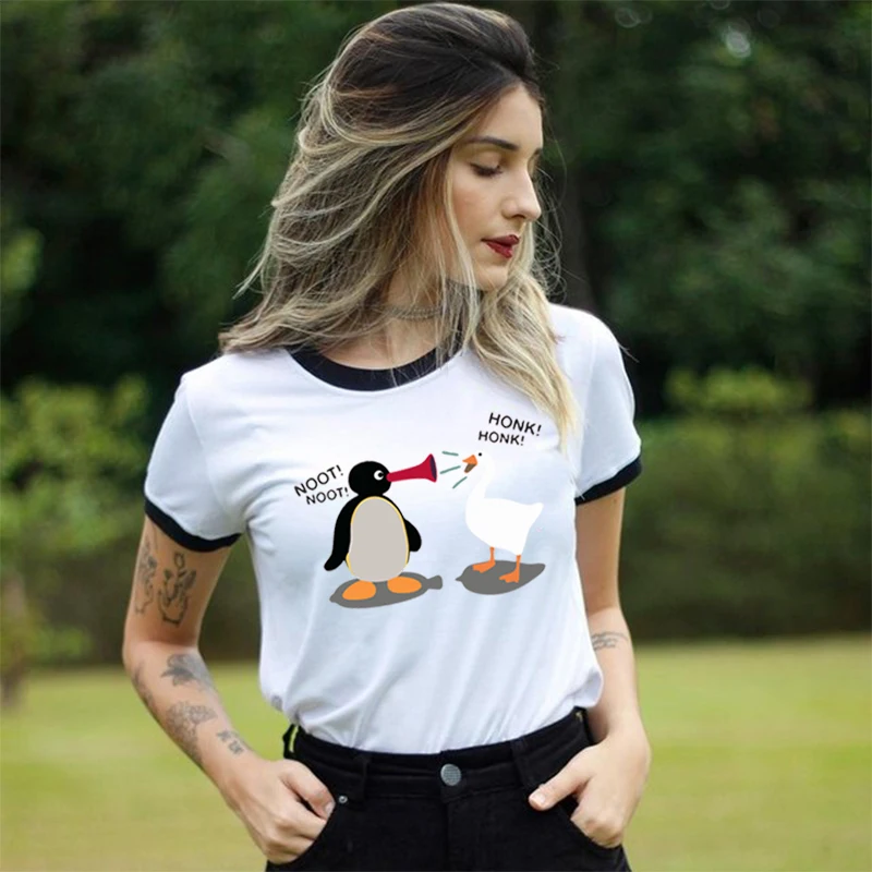 Noot Noot Pingu Naiste T-särk 2020 Naljakas Kawaii Tshirt Esteetiline Ulzzang T-särk Naine 90ndate Harajuku Tops Tee Vabaaja Rõivad