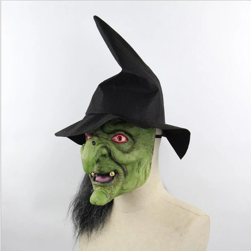 Jube Lateks Halloween Mask Rohelise Näo Nõid Mask Cosplay Kogu Nägu Õudus Maskeraad Täiskasvanud Naljakas Vaimu Maski Isiku Rekvisiidid Tarvikud