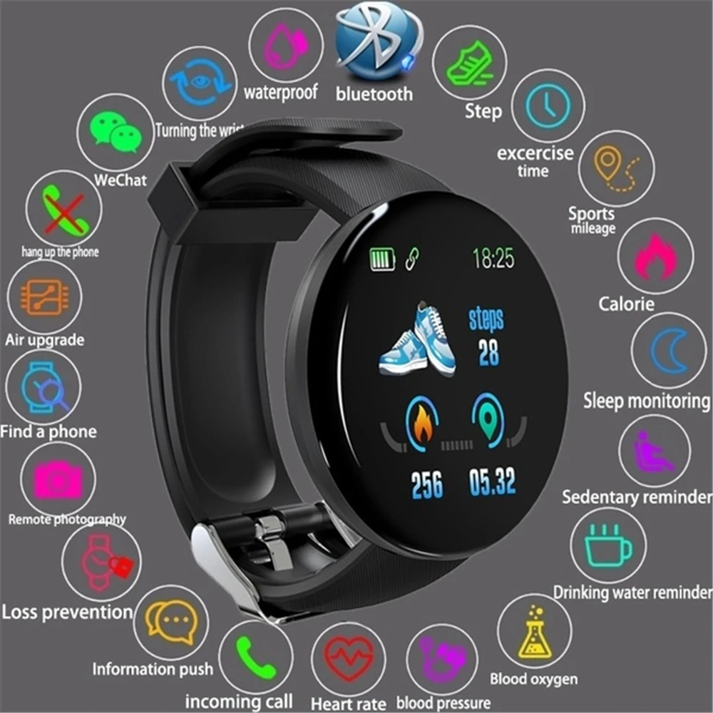 Veekindel Bluetooth Käevõru Smart Watch Südame Löögisagedus, Vererõhk Tegevuse Jälgimisseadmed Sport Smartwatch D18