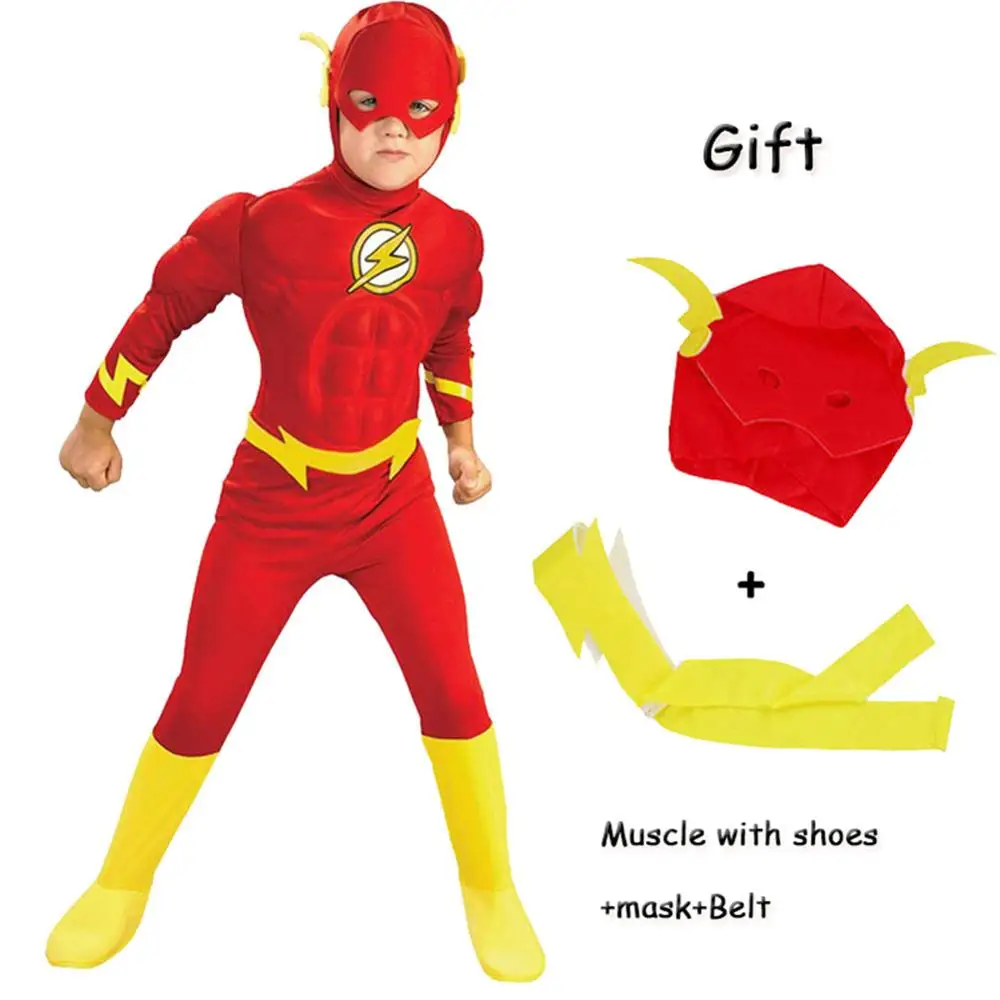 Kostüüm lapsed flash täiskasvanud varjata spider cosplay mees Mask Laste Fantasia Lihaste Karneval Väljamõeldud Poisid Kleit