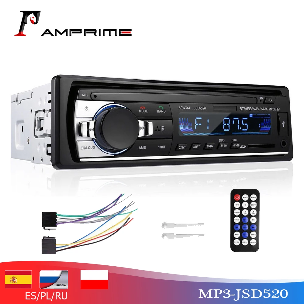 AMPrime 12V 1 DIN Auto Raadio Mängija, Bluetooth, Stereo FM-MP3 USB SD-AUX Audio Auto Elektroonika Autoradio Oto Teypleri Raadio Para
