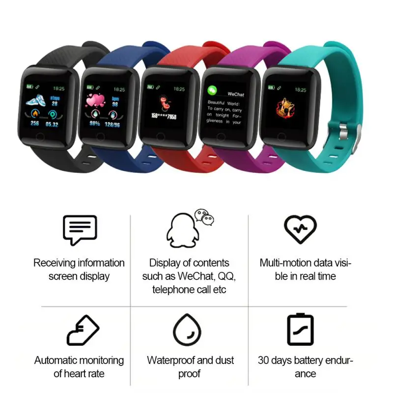 116 PLUSS Smart Watch Käevõru, Värvi Ekraani Jälgida Liikumise Südame Löögisagedus, vererõhu Seire IP67, Veekindel Smart Käepael