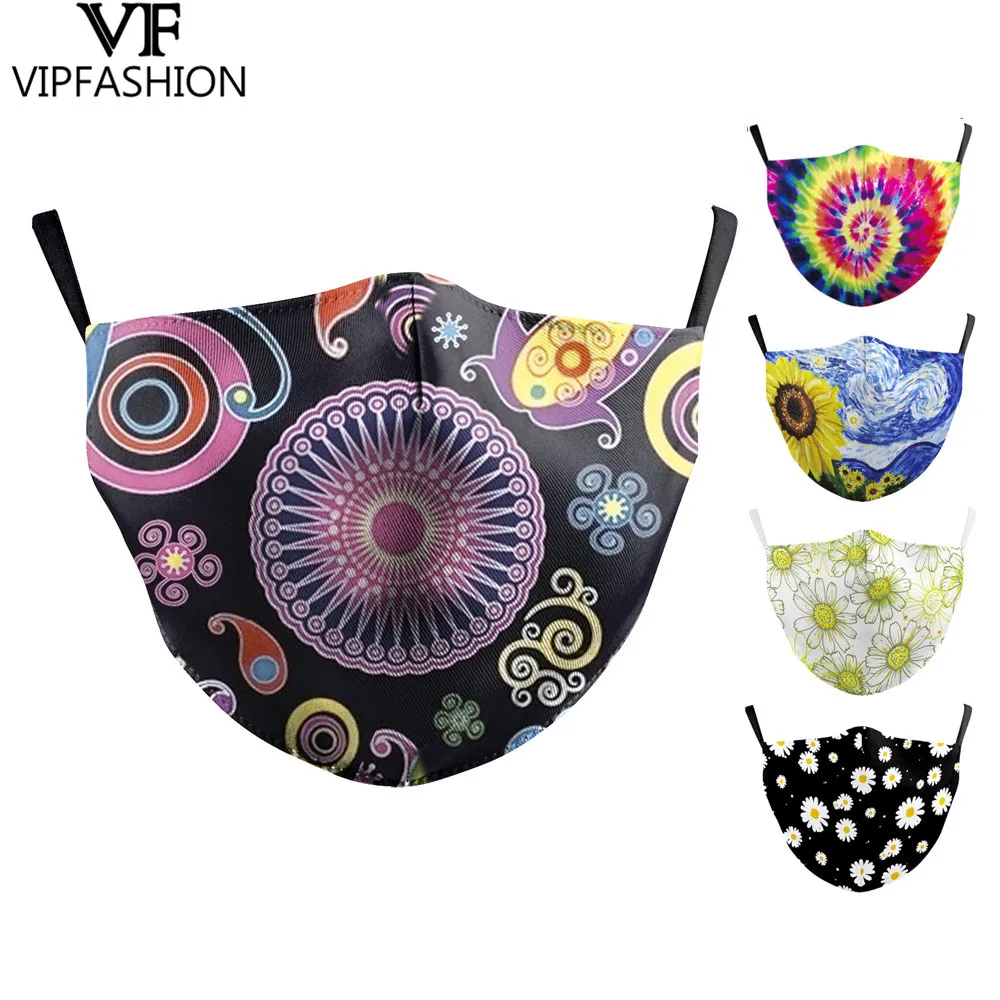 VIP FASHAION Värvi Sublimatsioon Maskid Mandala Õie Printida Mitmevärviline Mood Pestav Korduvkasutatavad Naistel Tolmu Suu Maskid