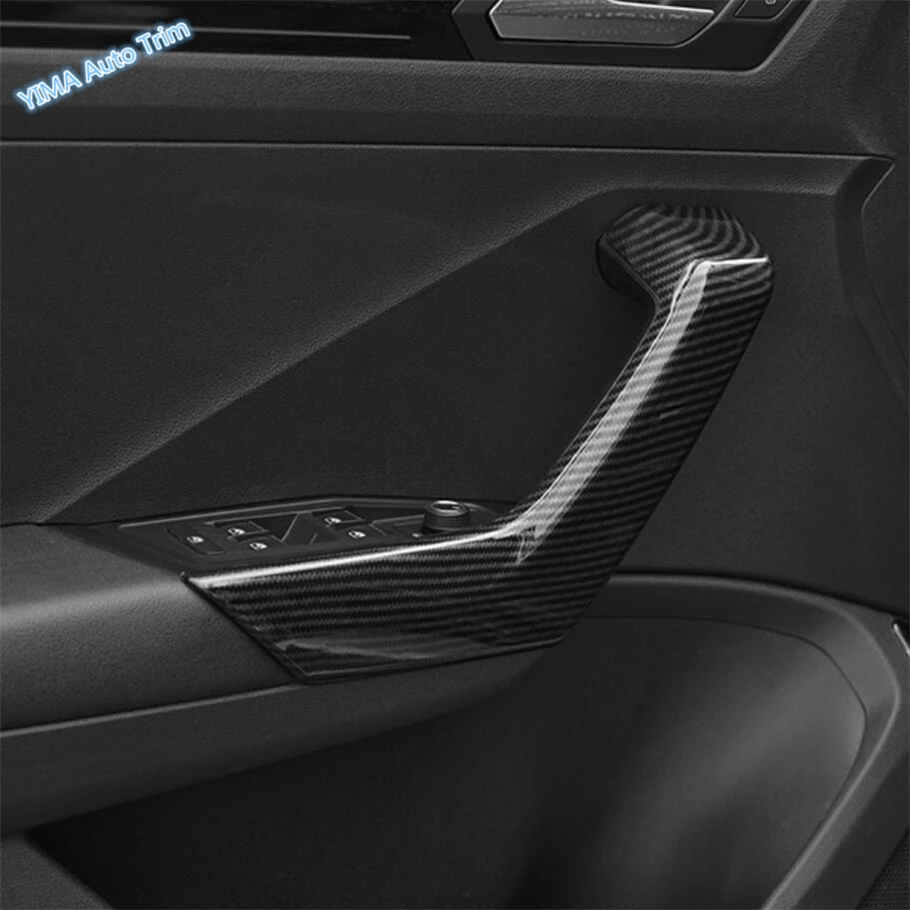 Lapetus Auto Disain Sisemise Ukse Taga Tõmba Riba Katab Sisekujundus Matt Carbon Fiber ABS Sobib Vw T-Roc T Roc 2018 - 2021