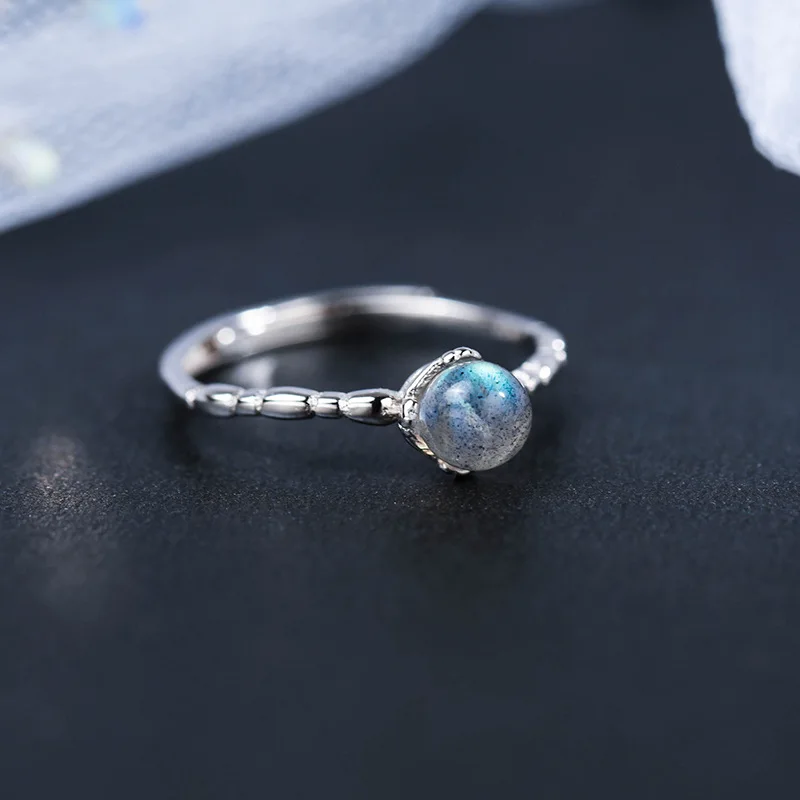 MosDream Kuukivi Blue Moon Light Elegantne Rõngad S925 Hõbe Naiste Gemstone Sõrme Sõrmus Ansamblid Naiste Delikatess