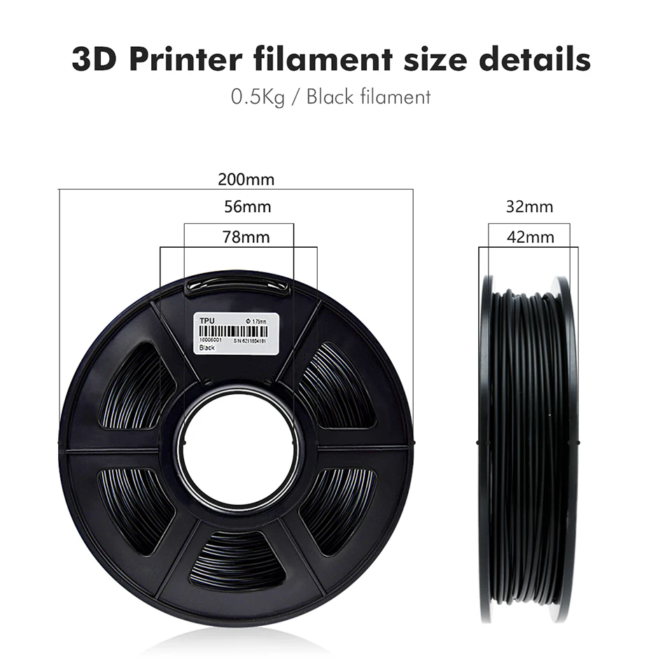 SUNLU TPÜ 3d Printer Hõõgniidi 0,5 kg Mõõtmete Täpsus +/-0.02 mm Non-mürgine Elastne TPÜ 3D-Printimine Materjal