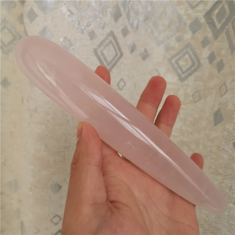 18cm Naturaalne roosa kvarts kristalli võlukepp Isiksuse roosa kvarts massaaž kinni Gemstone ilu baar Yoni Tervendav naiste kingitus