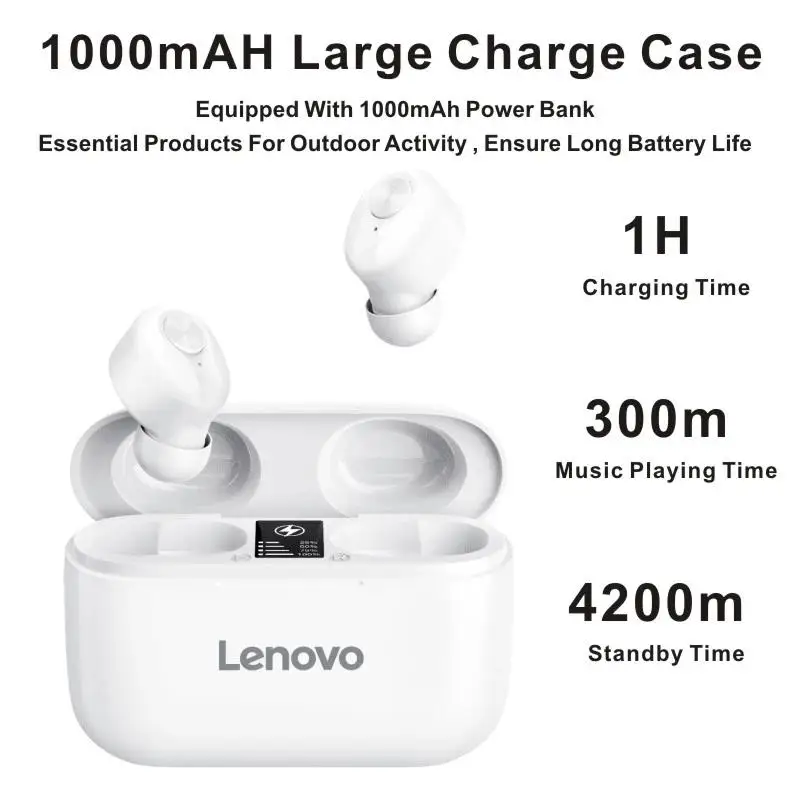 Originaal Lenovo HT18 Traadita TWS Kõrvaklapid Bluetooth-5.0 Earbuds 1000mAH Aku, LED-Ekraan, Helitugevuse Kontrolli HIFI Stereo EarBuds