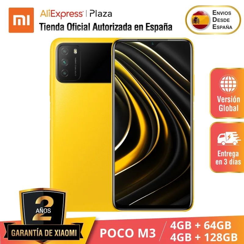 POCO M3 (64GB/128GB ROM con 4GB RAM, Qualcomm® Snapdragon™ 662, Android, Nuevo) [Teléfono Móvil Versión Ülemaailmse para España]