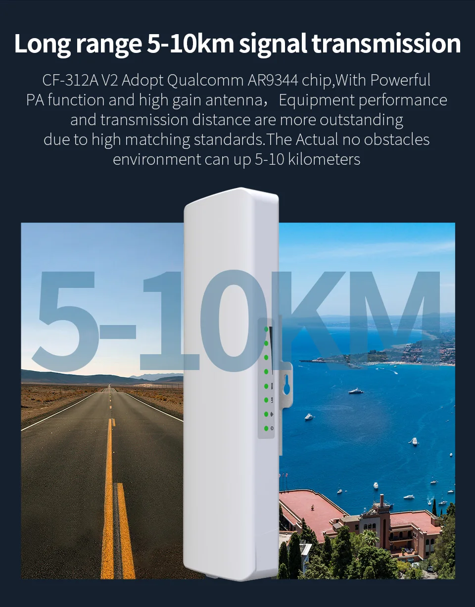 Laos High Power Väljas WIFI Ruuter 5.8 Ghz, Wi fi-pääsupunktide CPE 5KM 48V POE Silla 2*14dBi Antenni Traadita Wi fi Repeater