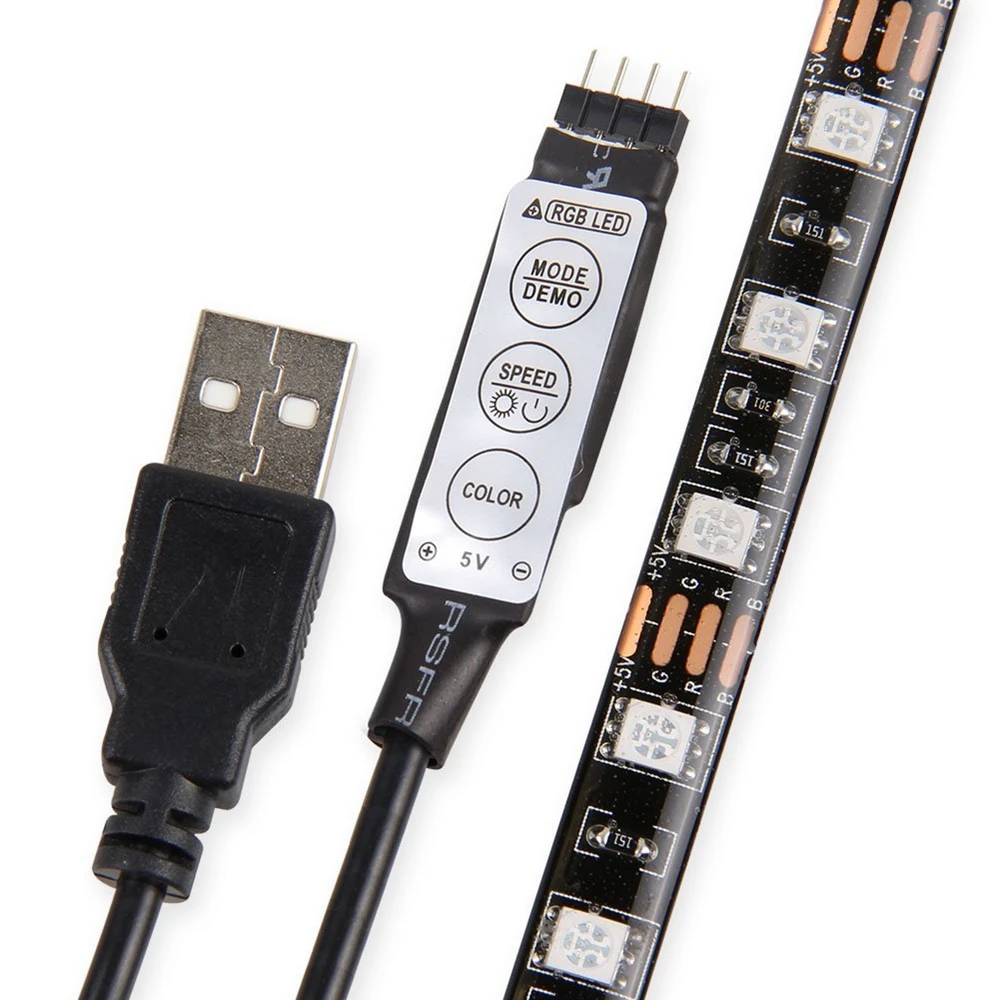 USB 5V 5050 RGB valgus 60led 1m 2m mini IR 24key töötleja must PCB NR veekindel RGB paindlik valgus Kleepuvat