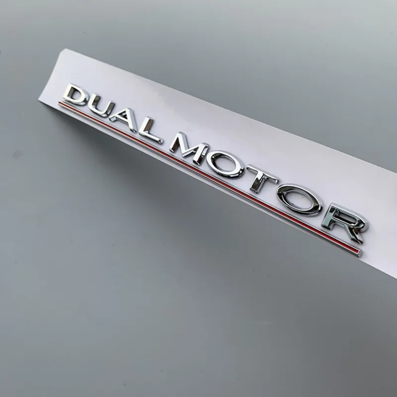 DUAL MOTOR Rõhutas Tähed Embleemi Tarvikud Tesla Model 3 High Performance Pagasiruumi Pääsme Auto Kleebis Must Kroom