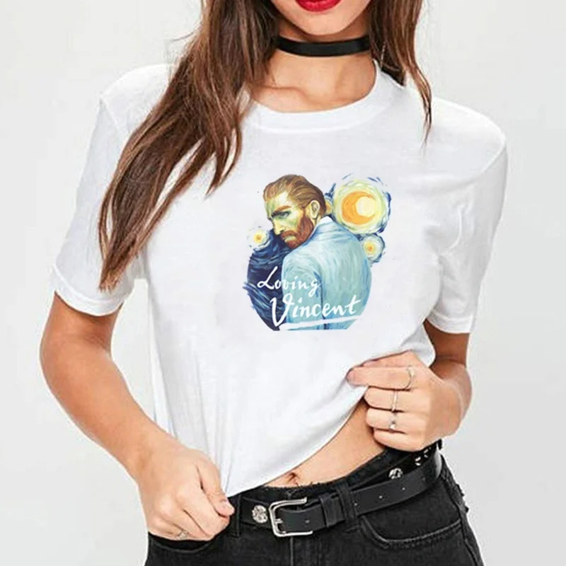 Kuakuayu HJN Armastav Vincent Filmi T-särk Van Gogh Ümber Kunsti Unisex Naiste T-särk Puuvillane Harajuku Hipster