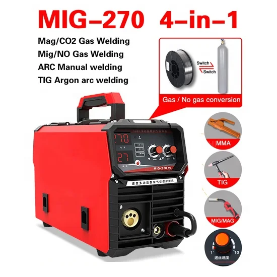 MIG-270 Uus multi-funktsioon 4-in-1 NR gaasi keevitus, argoon keevitus MIG/MAG/ MMA /TIG keevitaja masin