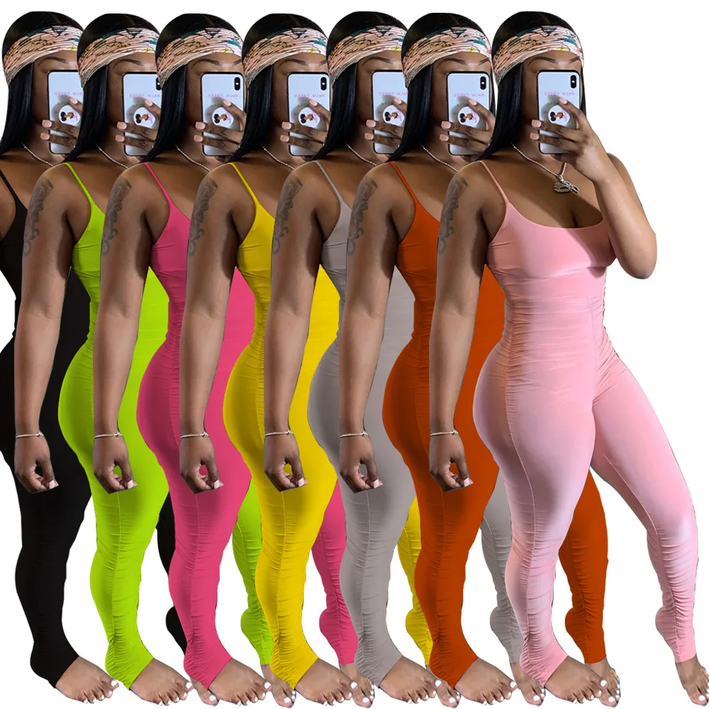 Suvel Lace Up Kombekas Elegantne Pikk Naiste Tunked Põhjuslik Ruched Püksid Playsuit Backless Neoon Bodysuit 2020 Pluss Suurus