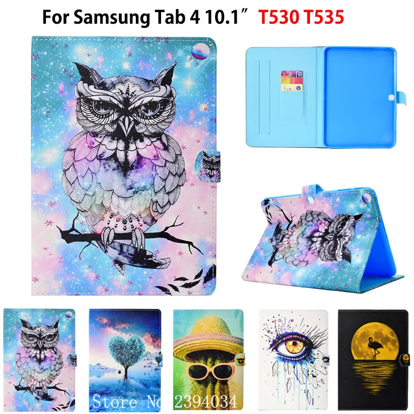 Case For Samsung Galaxy Tab 4 10.1 T530 T531 T533 T535 Kate Fundas Tablett Mood Mustriga Silikoonist Seista Coque Capa Nahk, koorega