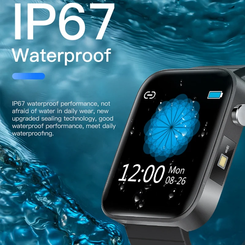 T68 Smart Watch Vaadata koos kehatemperatuuri Avastamise HD Värv Sn Vajutage Smart Vaadata Taskulamp