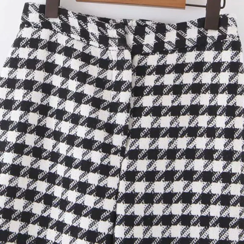 Vintage Stiilne Office Kanda Houndstooth Pikad Püksid Naiste Mood 2020 Kõrge Vöökoht Lukuga Tasku Daamid Lühikesed Püksid