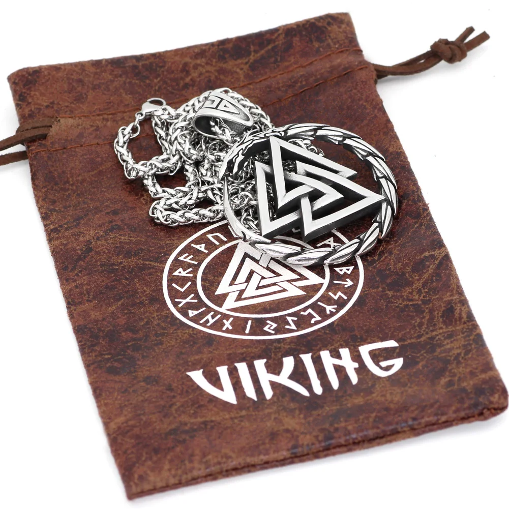 Meeste Roostevabast terasest Viking Valknut Amulett dragon Kaelakee Ripats