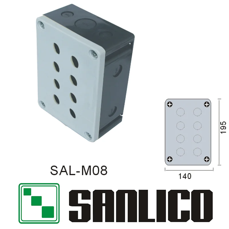 Veekindel swicth kontrolli kasti surunupp-lüliti jaama IP65 SAL(XAL)-M08 8 augud, nupp, lahter