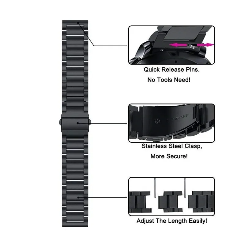 Metallist rihm Samsung Galaxy Vaadata aktiivne 2 40mm 44mm 42mm Smart Watch Tarvikud Käevõru Käik Sport S2 Klassikaline rihm bänd