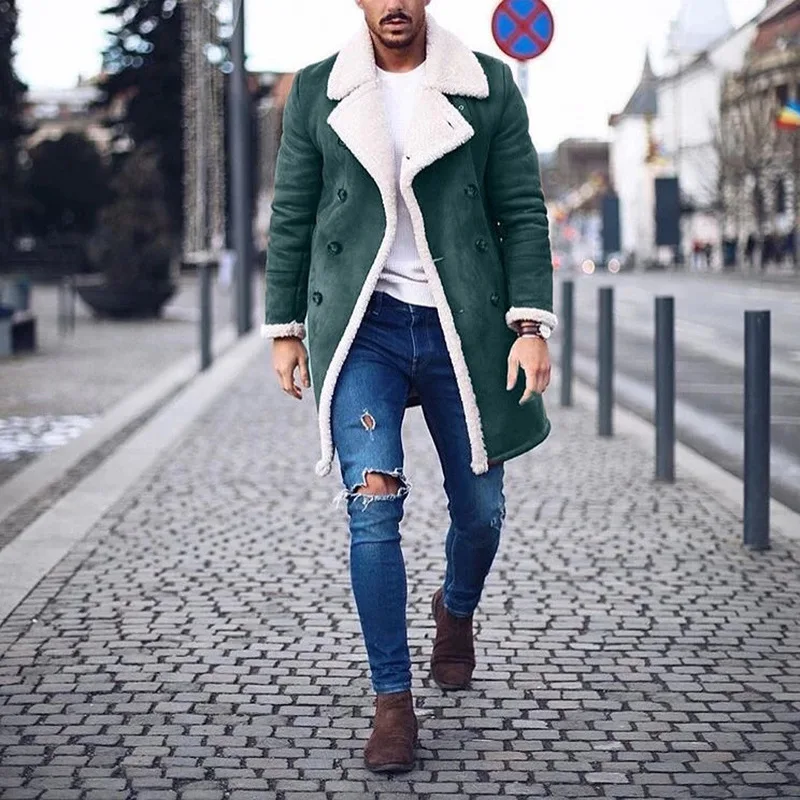 Meeste Jope Fliis kaherealine Värviga Rinnamikrofon Paks Mantel Jope Meestele 2020 Meeste Talve Villane Mantel Riided