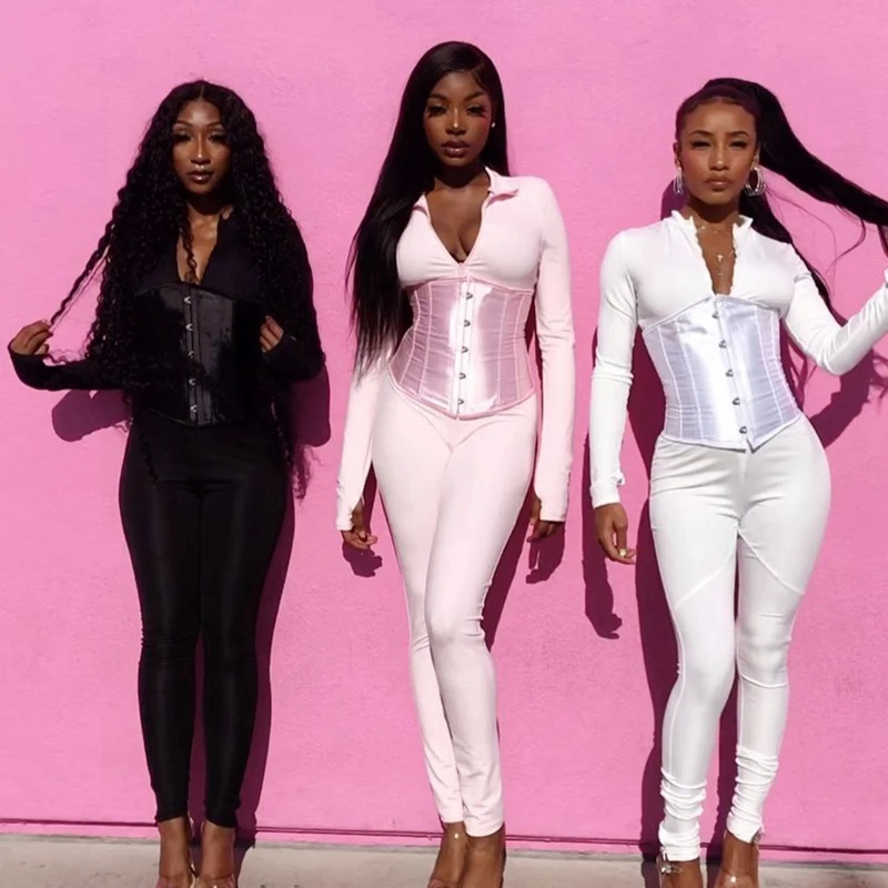 Valge Sidemega Bodycon Kombekas Naiste Elegants Kuuluvad 2020. Aasta Tahke Seksikas Tunked Streetwear Klubi Pikad Varrukad Sipukad Naiste Kombekas